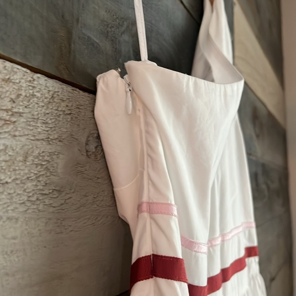 J Crew One Shoulder Ribbon Striped Summer Dress Midi White Sz 2 - Picture 7 of 15